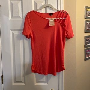 NWT Coral, White Birch Top with Shoulder Detail - Size Small